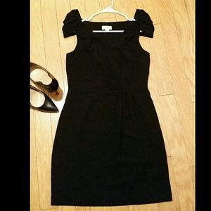 Loft Black Dress w Short Bell Sleeves 10P